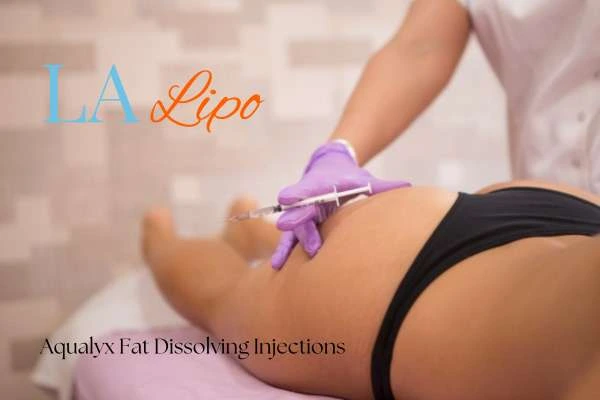 Woman having fat dissolving injections Hampton on thighs